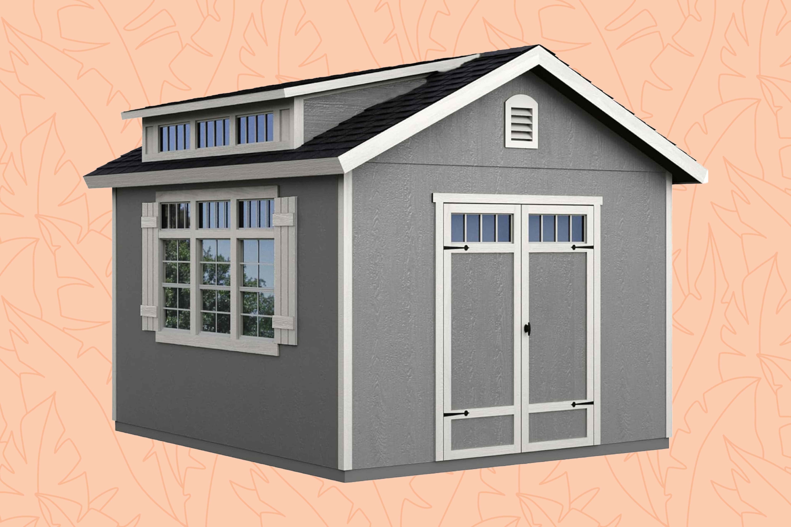 this-pretty-storage-shed-looks-like-a-tiny-house-with-its-transom-windows-and-dormer—and-it’s-on-sale