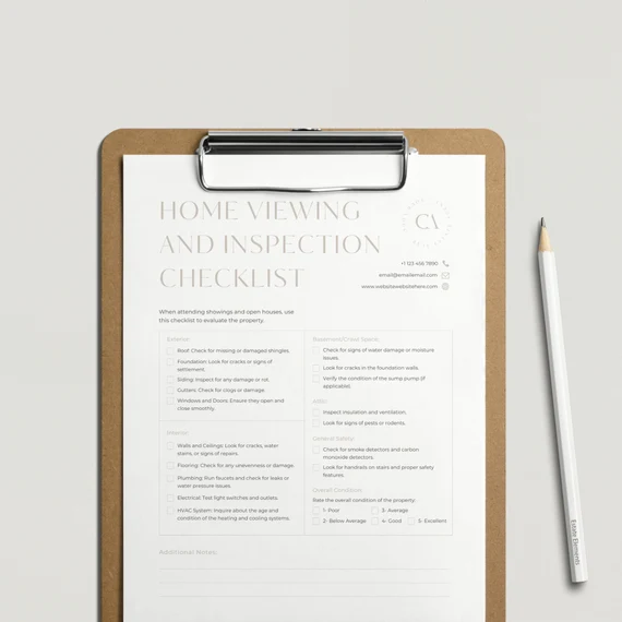 Veteran home buyer reviewing property checklist during home tour