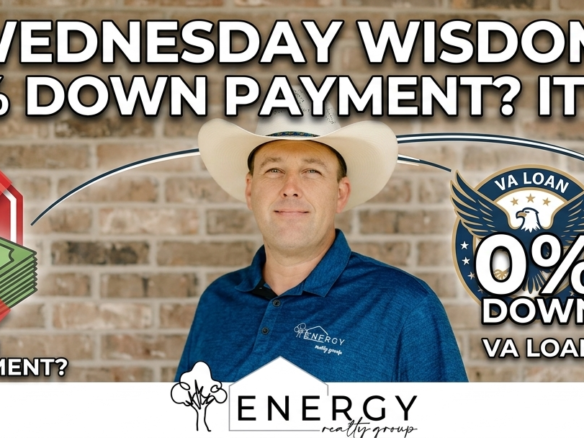 An infographic for a social media post featuring Nick Getzendanner, a Broker, REALTOR®, MLO, and Marine Veteran, wearing a white cowboy hat and a blue polo shirt with the company logo. He is positioned against a light-colored brick wall.