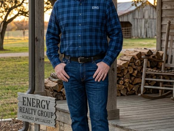 Nick Getzendanner, a specialized real estate agent for acreage and land in Weatherford, Texas, reviewing a property map on 10 acres.