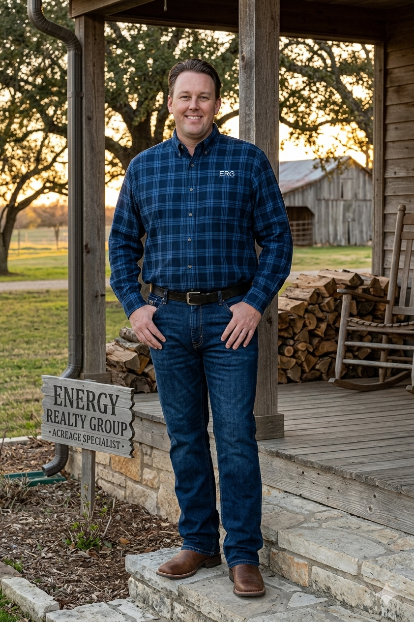 Nick Getzendanner, a specialized real estate agent for acreage and land in Weatherford, Texas, reviewing a property map on 10 acres.