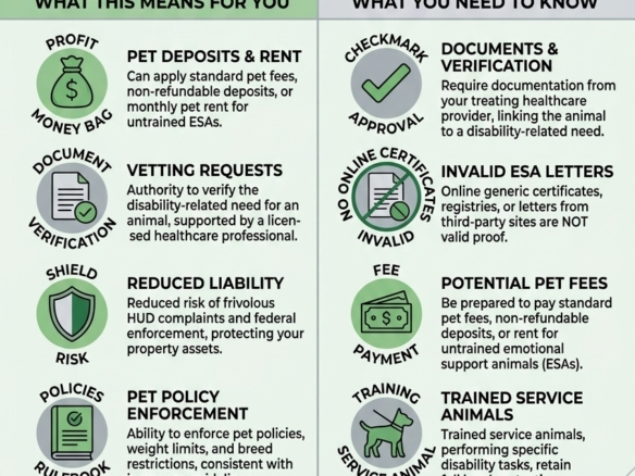 Infographic outlining the HUD Assistance Animal policy changes, breaking down what the new rules mean for Texas landlords versus tenants, presented by Energy Realty Group.